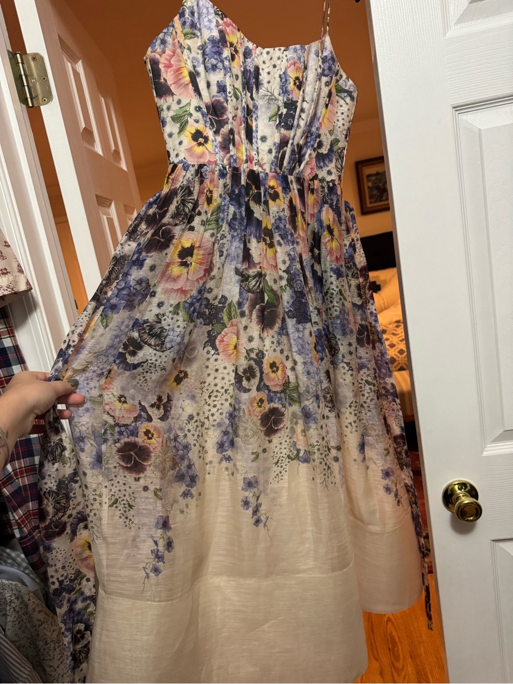 Zimmermann Floral Maxi Dress Size 2 Adjustable Altered Back Tie Romantic